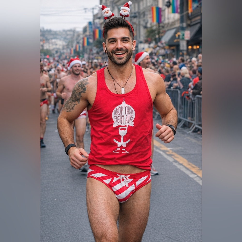 Santa Skivvies Run San Francisco Castro Tank Top Small - Fight AIDS Gay Pride